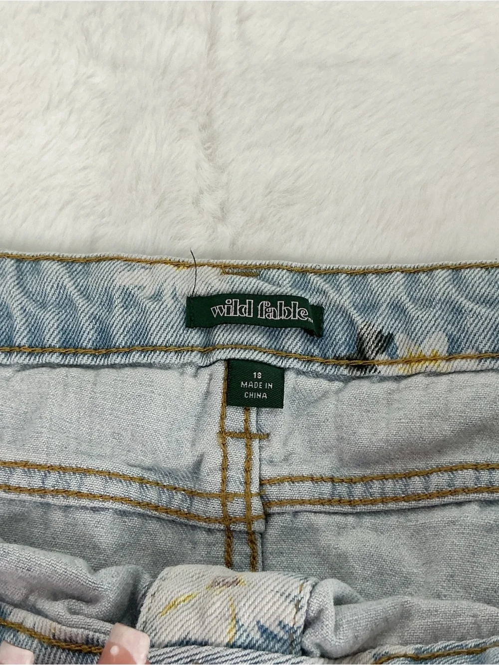 Floral Button Front Denim Skirt - Light Blue
